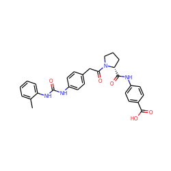 Cc1ccccc1NC(=O)Nc1ccc(CC(=O)N2CCC[C@@H]2C(=O)Nc2ccc(C(=O)O)cc2)cc1 ZINC000028366191