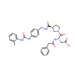 Cc1ccccc1NC(=O)Nc1ccc(CNC(=O)[C@H]2CCN(C(=O)[C@H](CC(=O)O)NC(=O)Cc3ccccc3)C2)cc1 ZINC000103266058