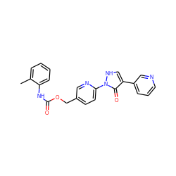 Cc1ccccc1NC(=O)OCc1ccc(-n2[nH]cc(-c3cccnc3)c2=O)nc1 ZINC000169698789