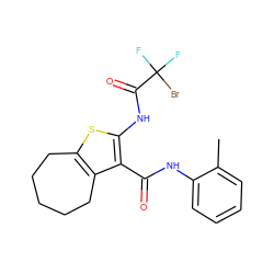 Cc1ccccc1NC(=O)c1c(NC(=O)C(F)(F)Br)sc2c1CCCCC2 ZINC001772572344