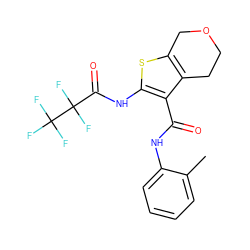 Cc1ccccc1NC(=O)c1c(NC(=O)C(F)(F)C(F)(F)F)sc2c1CCOC2 ZINC001772583610