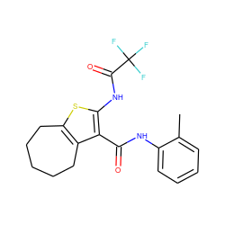 Cc1ccccc1NC(=O)c1c(NC(=O)C(F)(F)F)sc2c1CCCCC2 ZINC000000837677