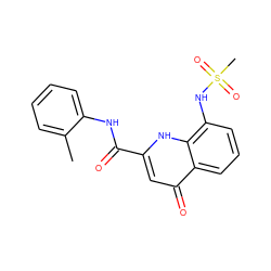 Cc1ccccc1NC(=O)c1cc(=O)c2cccc(NS(C)(=O)=O)c2[nH]1 ZINC000095586793