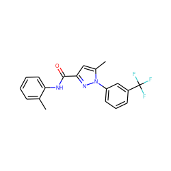 Cc1ccccc1NC(=O)c1cc(C)n(-c2cccc(C(F)(F)F)c2)n1 ZINC000026383998