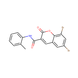 Cc1ccccc1NC(=O)c1cc2cc(Br)cc(Br)c2oc1=O ZINC000008741806