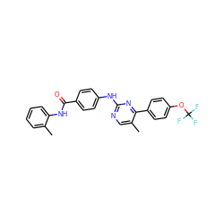 Cc1ccccc1NC(=O)c1ccc(Nc2ncc(C)c(-c3ccc(OC(F)(F)F)cc3)n2)cc1 ZINC000103241191