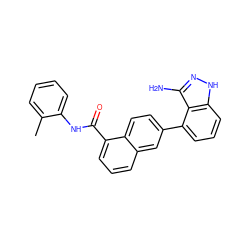 Cc1ccccc1NC(=O)c1cccc2cc(-c3cccc4[nH]nc(N)c34)ccc12 ZINC000169350174