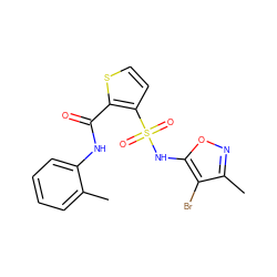 Cc1ccccc1NC(=O)c1sccc1S(=O)(=O)Nc1onc(C)c1Br ZINC000013815772