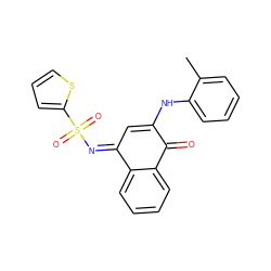 Cc1ccccc1NC1=C/C(=N\S(=O)(=O)c2cccs2)c2ccccc2C1=O ZINC000018066878