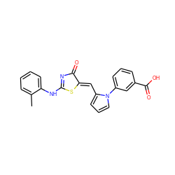 Cc1ccccc1NC1=NC(=O)/C(=C/c2cccn2-c2cccc(C(=O)O)c2)S1 ZINC000005533712