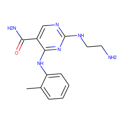 Cc1ccccc1Nc1nc(NCCN)ncc1C(N)=O ZINC000040898122