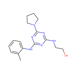 Cc1ccccc1Nc1nc(NCCO)nc(N2CCCC2)n1 ZINC000014968058