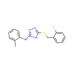 Cc1ccccc1Nc1nnc(SCc2ccccc2F)[nH]1 ZINC000014964074