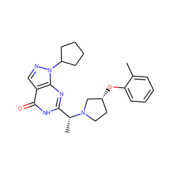 Cc1ccccc1O[C@@H]1CCN([C@H](C)c2nc3c(cnn3C3CCCC3)c(=O)[nH]2)C1 ZINC001772641590