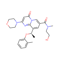 Cc1ccccc1O[C@H](C)c1cc(C(=O)N(C)CCO)cn2c(=O)cc(N3CCOCC3)nc12 ZINC000299823862