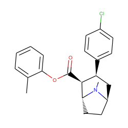 Cc1ccccc1OC(=O)[C@H]1[C@@H](c2ccc(Cl)cc2)C[C@H]2CC[C@H]1N2C ZINC000100728209