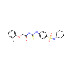 Cc1ccccc1OCC(=O)NC(=S)Nc1ccc(S(=O)(=O)NC2CCCCC2)cc1 ZINC000000676690