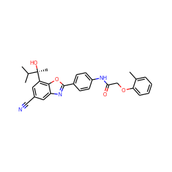 Cc1ccccc1OCC(=O)Nc1ccc(-c2nc3cc(C#N)cc([C@](C)(O)C(C)C)c3o2)cc1 ZINC000045351007