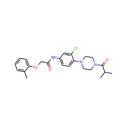 Cc1ccccc1OCC(=O)Nc1ccc(N2CCN(C(=O)C(C)C)CC2)c(Cl)c1 ZINC000000623960