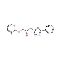 Cc1ccccc1OCC(=O)Nc1nc(-c2ccccc2)n[nH]1 ZINC000009691786