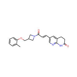 Cc1ccccc1OCC1CN(C(=O)/C=C/c2cnc3c(c2)CCC(=O)N3)C1 ZINC000299828611