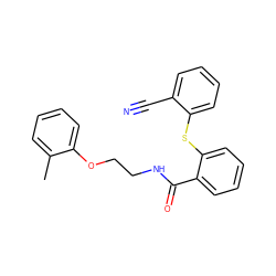 Cc1ccccc1OCCNC(=O)c1ccccc1Sc1ccccc1C#N ZINC000002998445