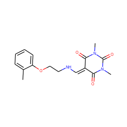 Cc1ccccc1OCCNC=C1C(=O)N(C)C(=O)N(C)C1=O ZINC000006072731