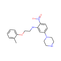 Cc1ccccc1OCCNc1cc(N2CCNCC2)ccc1[N+](=O)[O-] ZINC000003903990