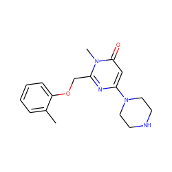 Cc1ccccc1OCc1nc(N2CCNCC2)cc(=O)n1C ZINC000045245920