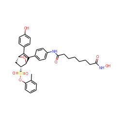 Cc1ccccc1OS(=O)(=O)[C@@H]1C[C@H]2O[C@H]1C(c1ccc(NC(=O)CCCCCCC(=O)NO)cc1)=C2c1ccc(O)cc1 ZINC000473108700