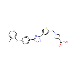 Cc1ccccc1Oc1ccc(-c2nc(-c3csc(CN4CC(C(=O)O)C4)c3)no2)cc1 ZINC000082149063