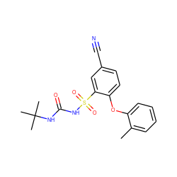 Cc1ccccc1Oc1ccc(C#N)cc1S(=O)(=O)NC(=O)NC(C)(C)C ZINC000096272712