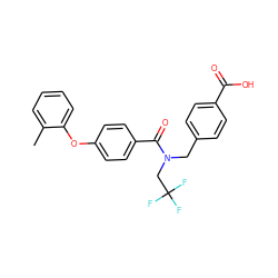 Cc1ccccc1Oc1ccc(C(=O)N(Cc2ccc(C(=O)O)cc2)CC(F)(F)F)cc1 ZINC001772600753