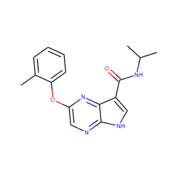 Cc1ccccc1Oc1cnc2[nH]cc(C(=O)NC(C)C)c2n1 ZINC000096269461