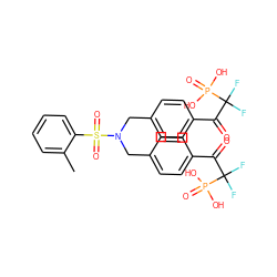 Cc1ccccc1S(=O)(=O)N(Cc1ccc(C(=O)C(F)(F)P(=O)(O)O)cc1)Cc1ccc(C(=O)C(F)(F)P(=O)(O)O)cc1 ZINC000003990794