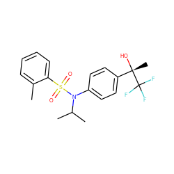 Cc1ccccc1S(=O)(=O)N(c1ccc([C@](C)(O)C(F)(F)F)cc1)C(C)C ZINC000084706564