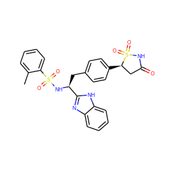 Cc1ccccc1S(=O)(=O)N[C@@H](Cc1ccc([C@@H]2CC(=O)NS2(=O)=O)cc1)c1nc2ccccc2[nH]1 ZINC000014953019