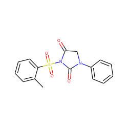 Cc1ccccc1S(=O)(=O)N1C(=O)CN(c2ccccc2)C1=O ZINC000013763556