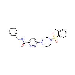 Cc1ccccc1S(=O)(=O)N1CCCN(c2ccc(C(=O)NCc3ccccc3)nn2)CC1 ZINC001772634786