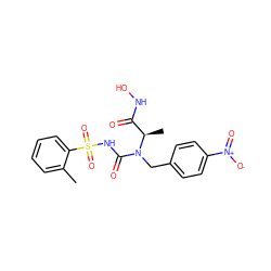 Cc1ccccc1S(=O)(=O)NC(=O)N(Cc1ccc([N+](=O)[O-])cc1)[C@H](C)C(=O)NO ZINC000027557067