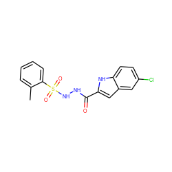 Cc1ccccc1S(=O)(=O)NNC(=O)c1cc2cc(Cl)ccc2[nH]1 ZINC000036184826