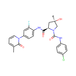 Cc1cccn(-c2ccc(NC(=O)[C@H]3C[C@@](C)(O)CN3C(=O)Nc3ccc(Cl)cc3)c(F)c2)c1=O ZINC000040917875