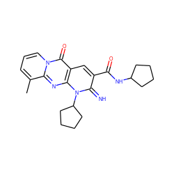 Cc1cccn2c(=O)c3cc(C(=O)NC4CCCC4)c(=N)n(C4CCCC4)c3nc12 ZINC000100627872