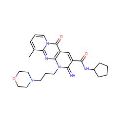 Cc1cccn2c(=O)c3cc(C(=O)NC4CCCC4)c(=N)n(CCCN4CCOCC4)c3nc12 ZINC000013464939