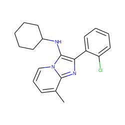 Cc1cccn2c(NC3CCCCC3)c(-c3ccccc3Cl)nc12 ZINC000000320012