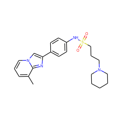 Cc1cccn2cc(-c3ccc(NS(=O)(=O)CCCN4CCCCC4)cc3)nc12 ZINC000013819599