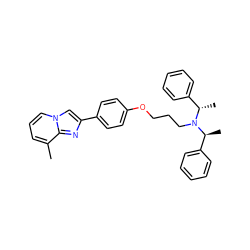 Cc1cccn2cc(-c3ccc(OCCCN([C@@H](C)c4ccccc4)[C@@H](C)c4ccccc4)cc3)nc12 ZINC000013819570