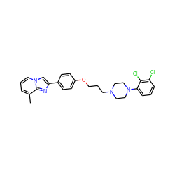 Cc1cccn2cc(-c3ccc(OCCCN4CCN(c5cccc(Cl)c5Cl)CC4)cc3)nc12 ZINC000028711422