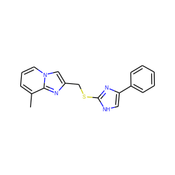 Cc1cccn2cc(CSc3nc(-c4ccccc4)c[nH]3)nc12 ZINC000113421257