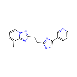 Cc1cccn2nc(CCc3nc(-c4cccnc4)c[nH]3)nc12 ZINC000117851780